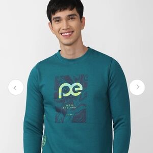 Peter England Teal Graphic Crewneck